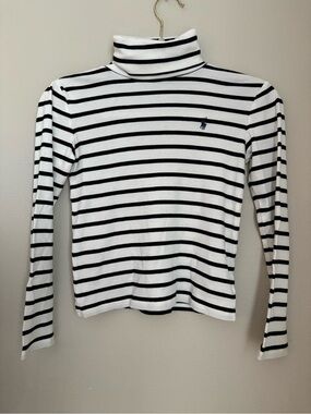 Polo by Ralph Lauren Black & White Striped Turtleneck Top
